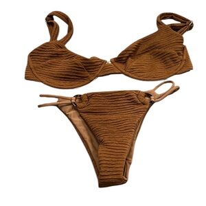 Juillet Brown Ruching Bikini